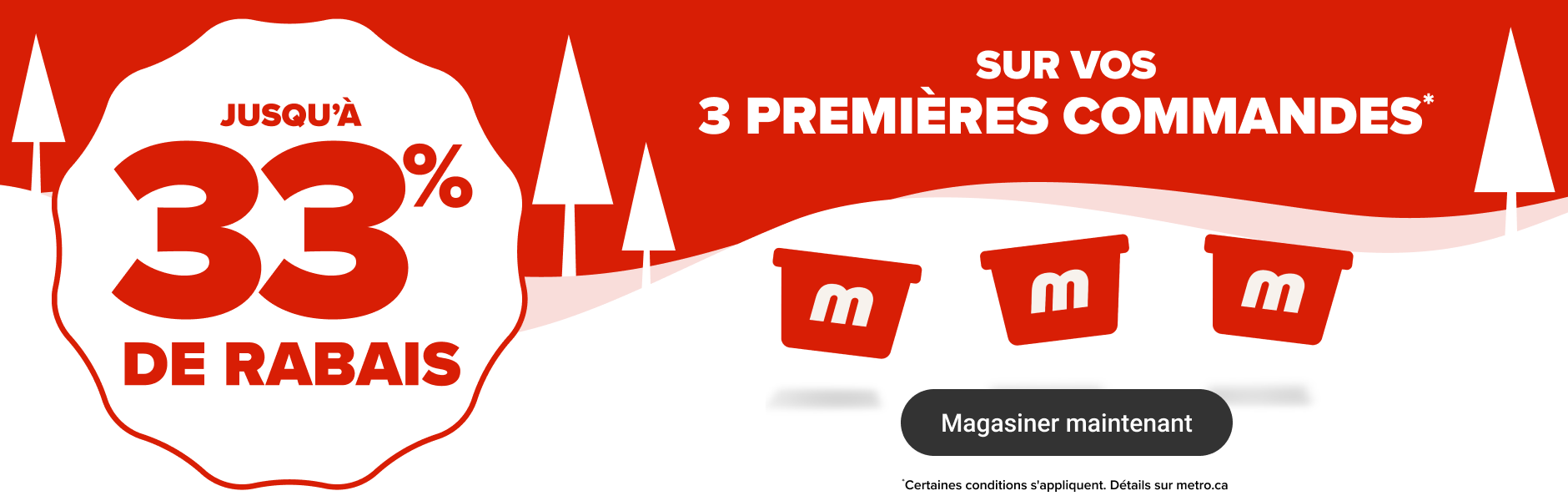 Jusqu'à 33% de rabais sur vos 3 premières commandes.