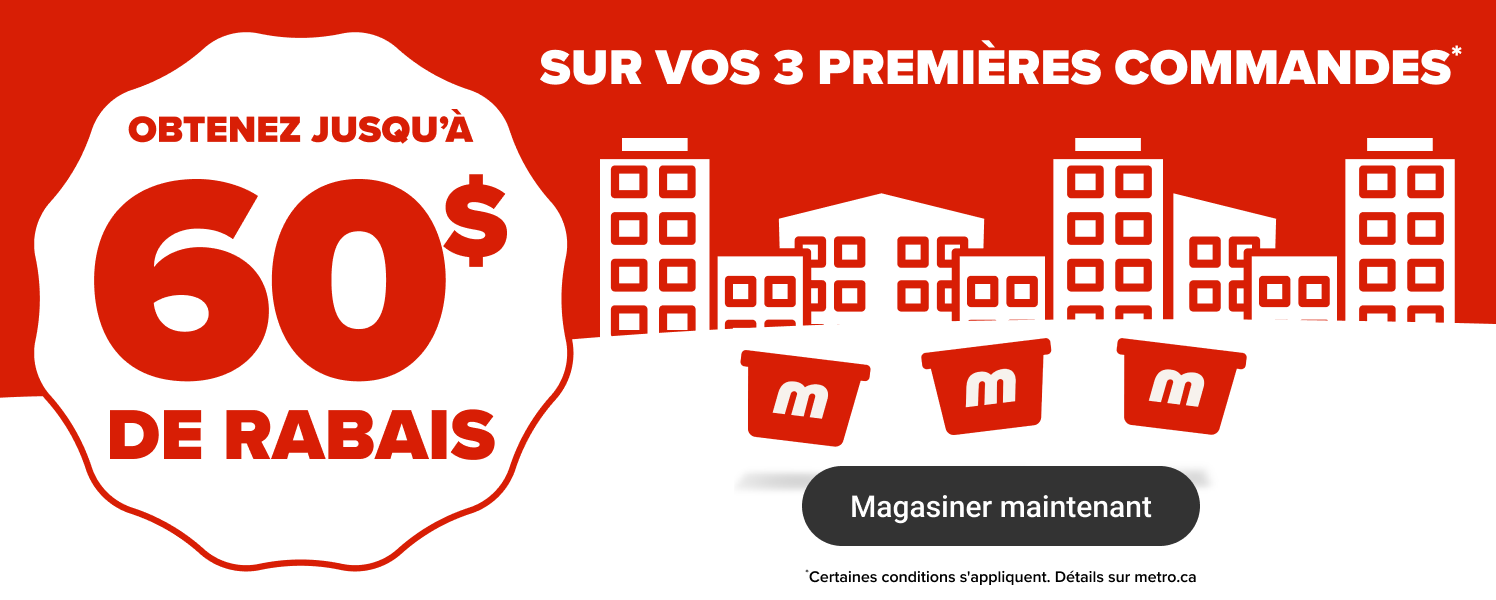 Obtenez 60$ de rabais sur vos 3 premières commandes