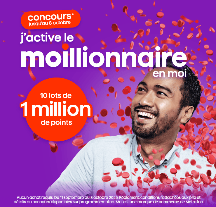 Concours* jusqu'au 8 octobre. J'active le moillionnaire en moi. 10 Lots de 1 million de points.