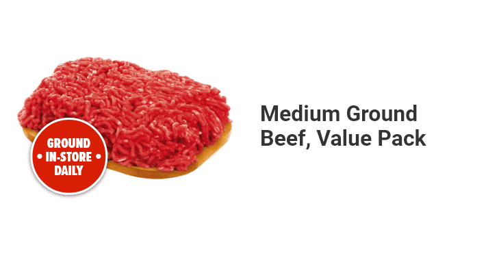 Medium Ground Beef, Value Pack.
