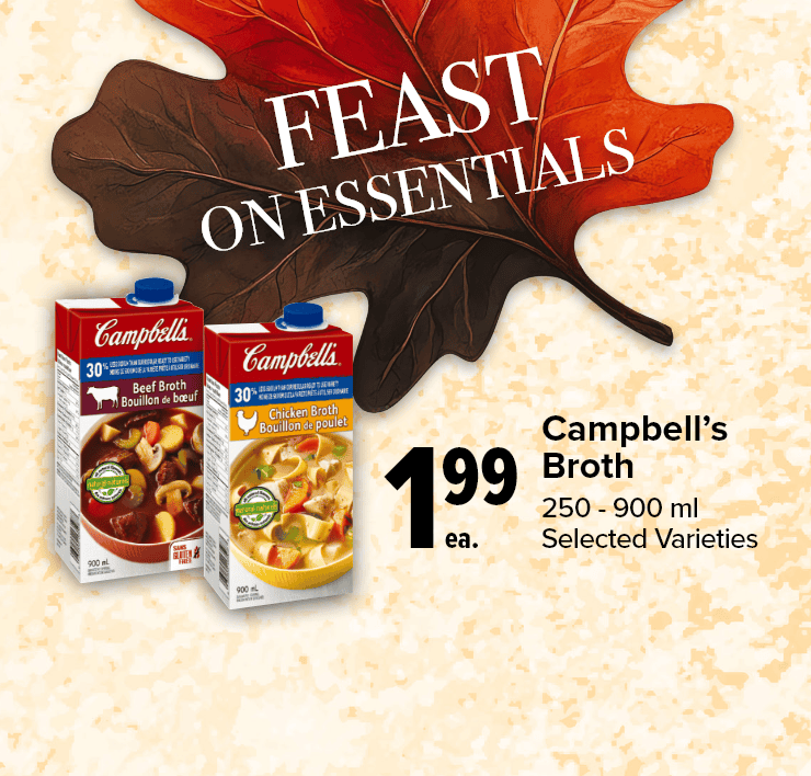 Feast on Essentials. Campbell's Broth, 250-900 ml, Selected Varieties.