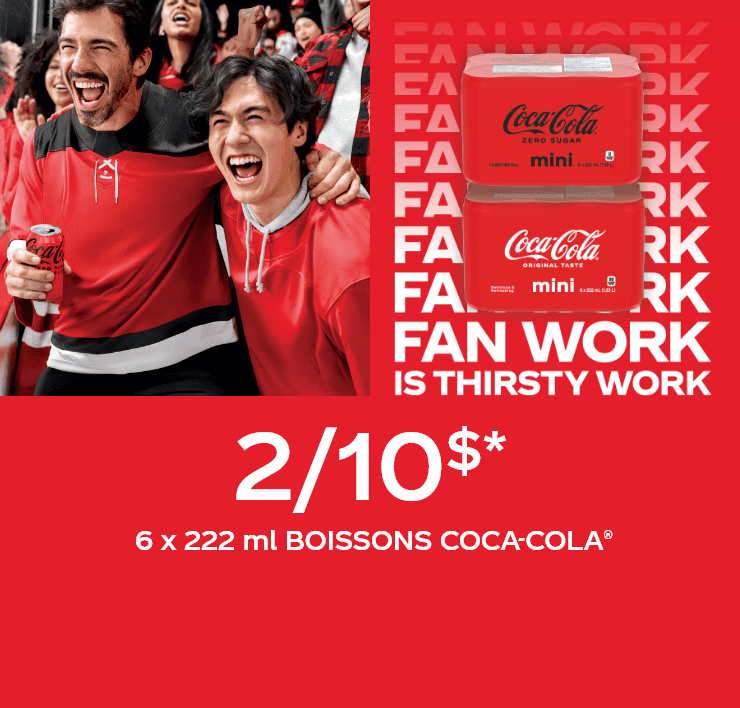 6x 222 ml, boissons Coca-Cola. Être fan, ça donne soif.