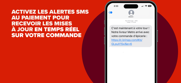 Activez les alertes SMS au paiement pour recevoir les mises à jour en temps réel sur votre commande.