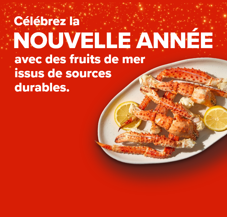 Célébrez la NOUVELLE ANNÉE avec des fruits de mer issus de sources durables.