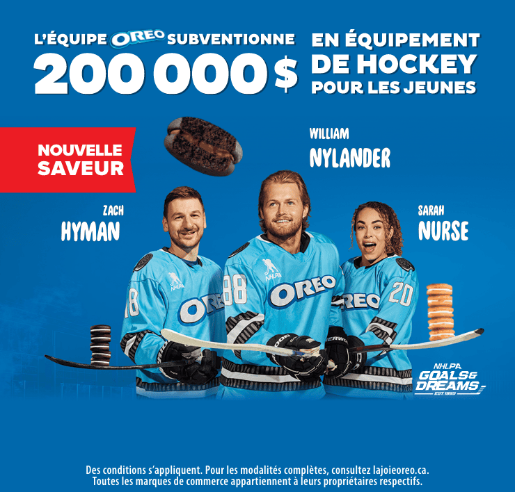 L'équipe Oreo subventionne 200 000 $ en équipement de hockey pour les jeunes.