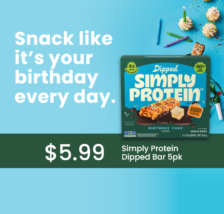 Snack like it’s your birthday every day. Simply Protein Dipped Bar 5pk.