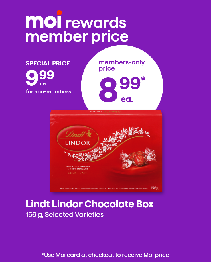Moi Rewards Member Price. Lindt Lindor Chocolate Box 156 g, Selected Varieties.
