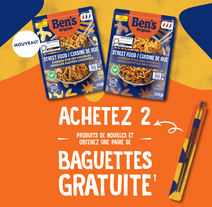 Achetez 2 produits de nouilles et obtenez une paire de baguettes gratuite