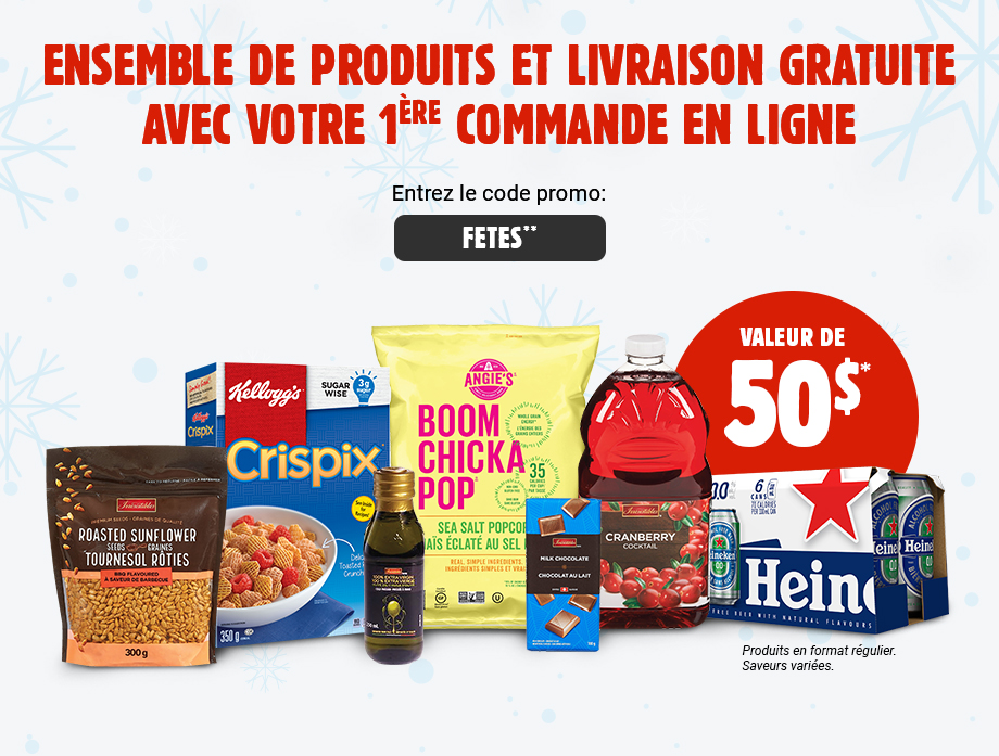 Ensemble de produits et livraison gratuite avec votre 1ère commande en ligne - Entrez le code promo FETES