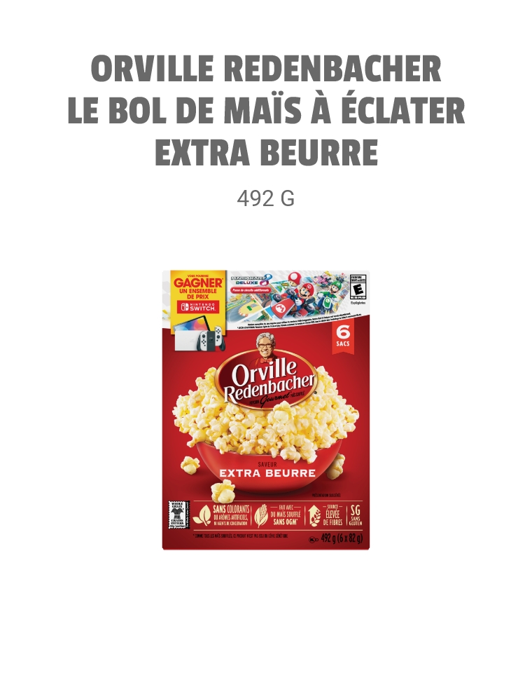 ORVILLE REDENBACHER Le bol de maïs à éclater extra beurre