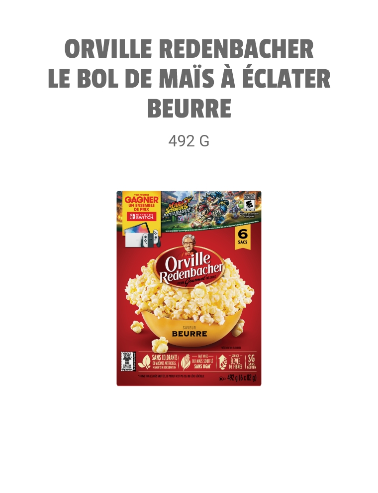 ORVILLE REDENBACHER Le bol de maïs à éclater beurre