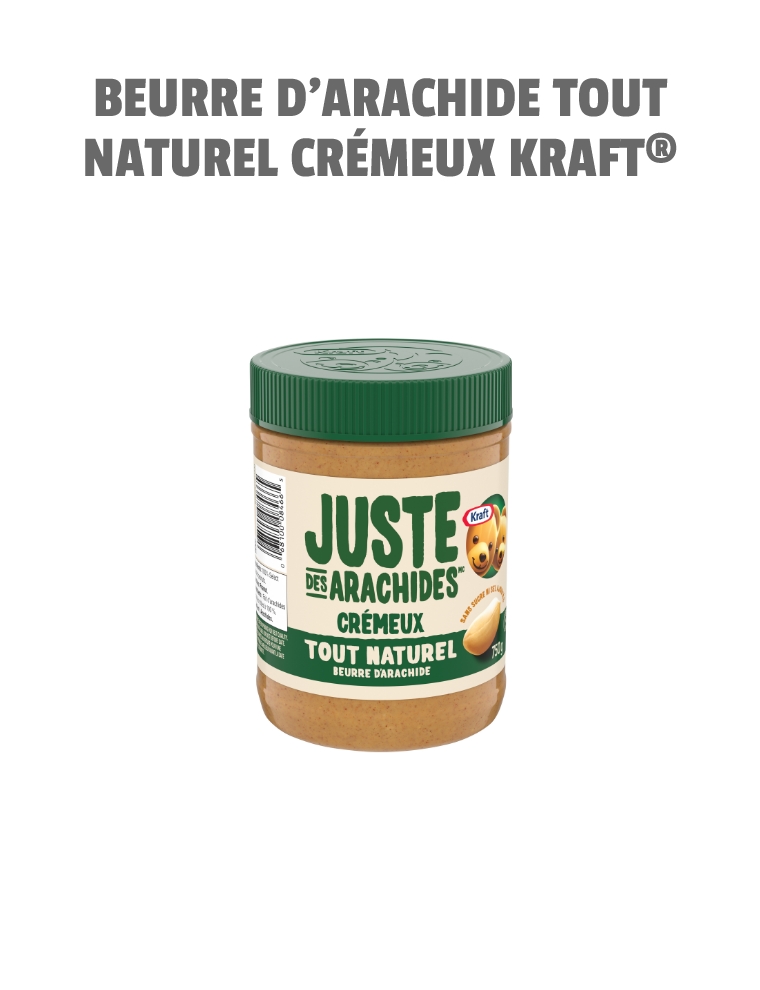 Beurre d'arachide tout naturel Juste des arachides crémeux Kraft 750g 