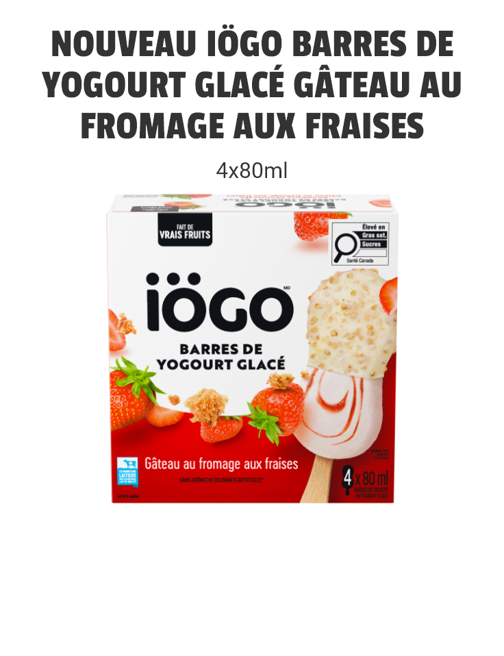 Nouveau iÖGO Barres de yogourt glacé Gâteau au fromage aux fraises