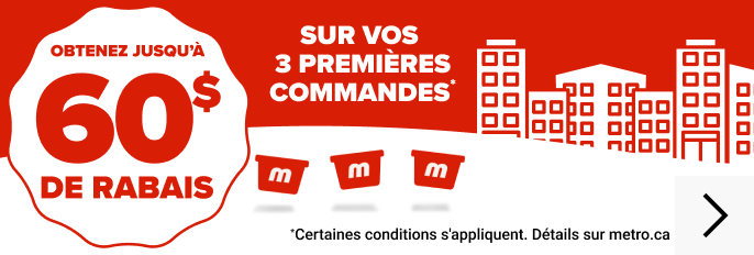 Obtenez jusqu'à 60$ de rabais sur vos 3 premières commandes