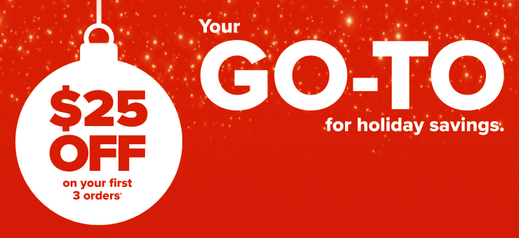 $25 off your first 3 online orders - Get up to $75 off