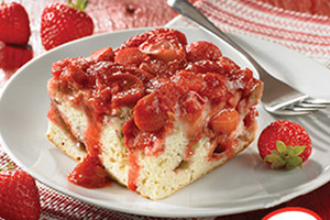 Strawberries and Rhubarb Upside-Down Cake