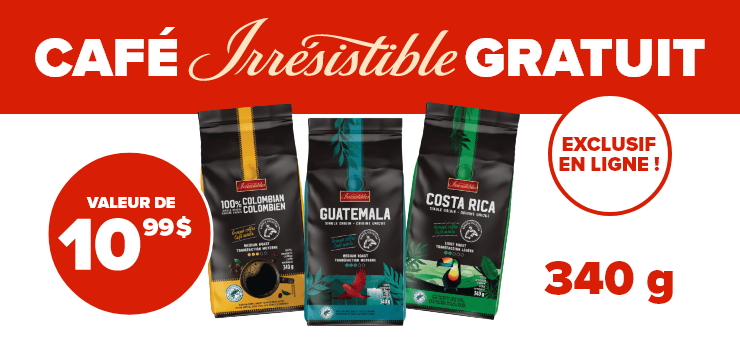 Gratuit: Café Irrésistible, 340 g, d'une valeur de 10,99 $