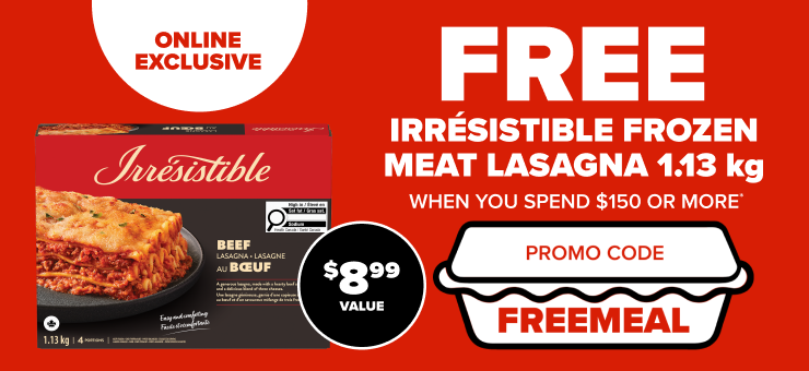 Online Exclusive. Meat lasagna 1.13 kg When you Spend $150 or More. Promo Code FREEMEAL