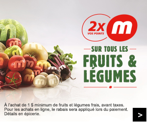 2x vos points m sur tous les fruits et légumes