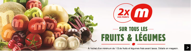 2x vos points m sur tous les fruits et légumes