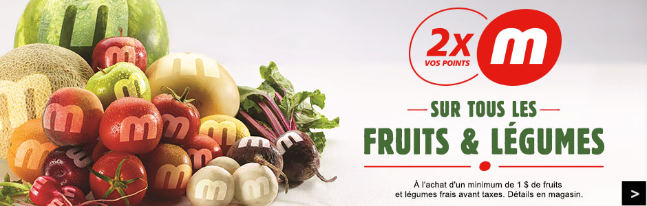 2x vos points m sur tous les fruits et légumes