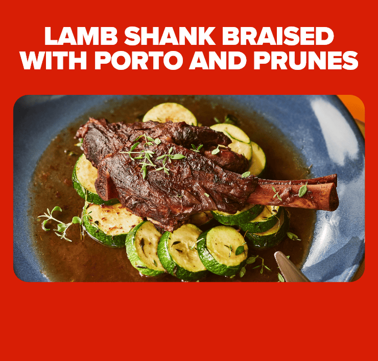 lamb shank braised with porto and prunes