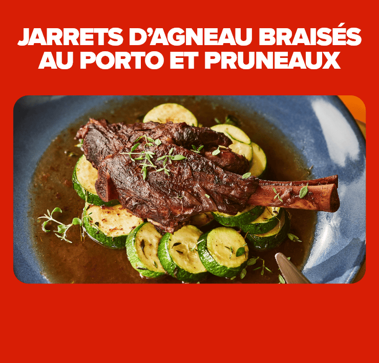 jarrets d'agneau braisés au porto et pruneaux