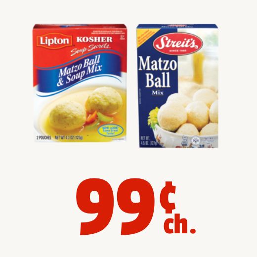 Matzo Ball ou mélange à soupe Lipton ou Streit’s