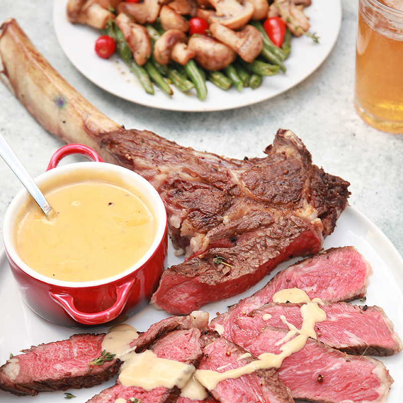 Oven-Baked Tomahawk Steak with Beer Sauce