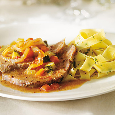 Braised Pork Shoulder with Caramelized Vidalia Onions and Mustard