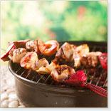 Lamb Kebabs With Grilled Apples And Peppers