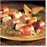 Brochette de saucisses Juicy Jumbos Schneiders et de légumes marinés