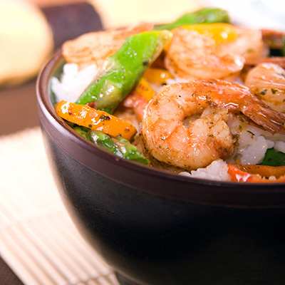 Crevettes grésillantes sofrito