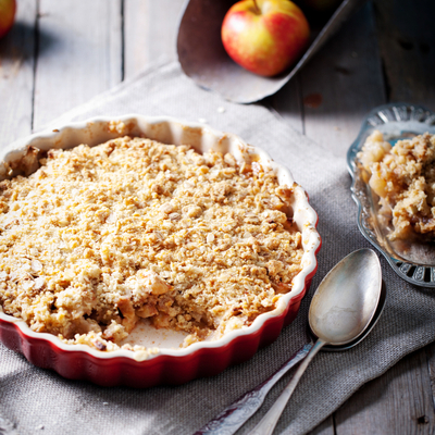 Apple Pecan Crumble With Rosemary, Vanilla Mousseline