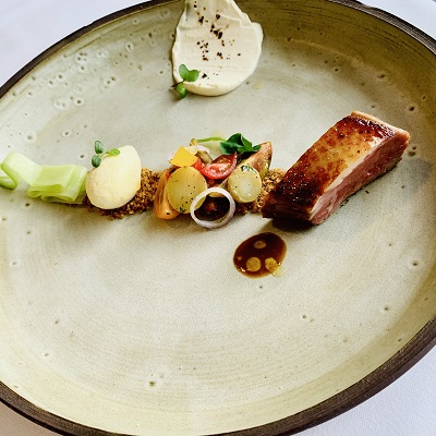 Souvlaki marinated duck breast