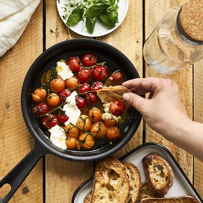 Poêlée de tomates au fromage fondant