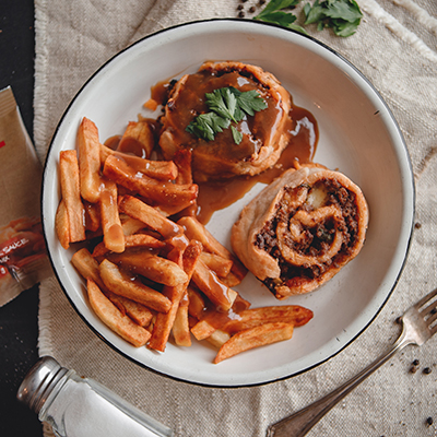 Meat Poutine Pinwheels