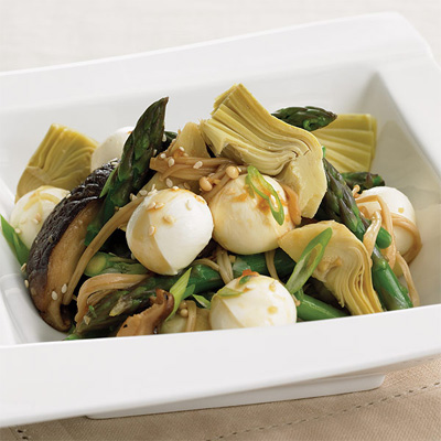 Asian Mushroom Salad with Artichokes and Asparagus