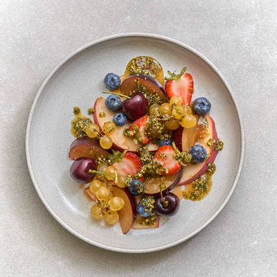Fruit Salad and Sweet Pesto