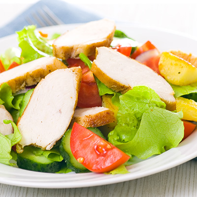 Crispy Romaine Salad with Smoked Turkey