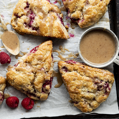 Raspberry Scones with Salted Maple