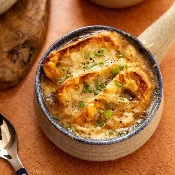 Onion Soup with Pancetta and Maple Syrup