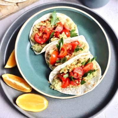 Avocado and bean breakfast tacos