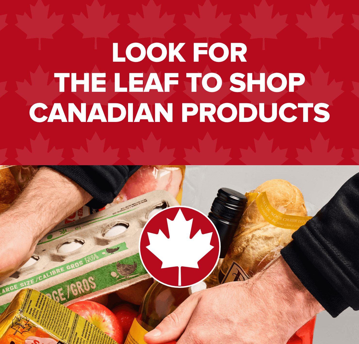 Look for the leaf to shop Canadian products